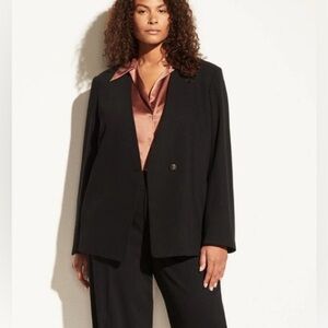 Vince. New Collarless Wool Blend One Button Blazer Business Corporate Work